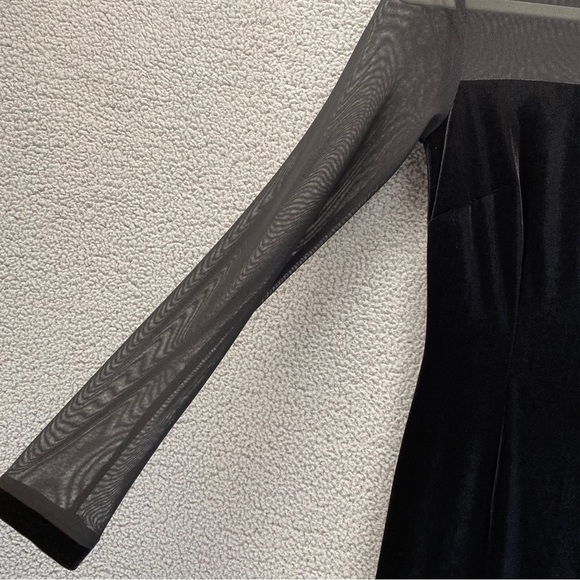 Tahari ASL Illusion Velour Mesh Feather Skirt Cocktail Dress Sz 2 - Picture 4 of 12